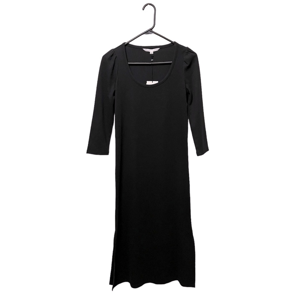 The Nines by Hatch Maternity Black Ribbed Jersey Midi Dress